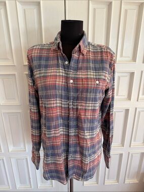Faherty Plaid Button-Down Shirt in Blue, Red & Cream